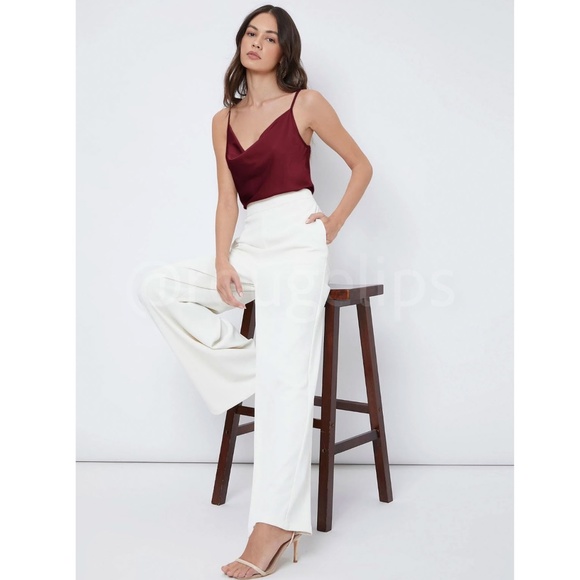 Burgundy Glamorous Cowl Neck Spaghetti Straps Camisole Top Cami, Draped - Picture 5 of 10